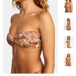 RVCA Women’s Multicolor Earth Bloom Bandeau Bikini Top Size Large NWT